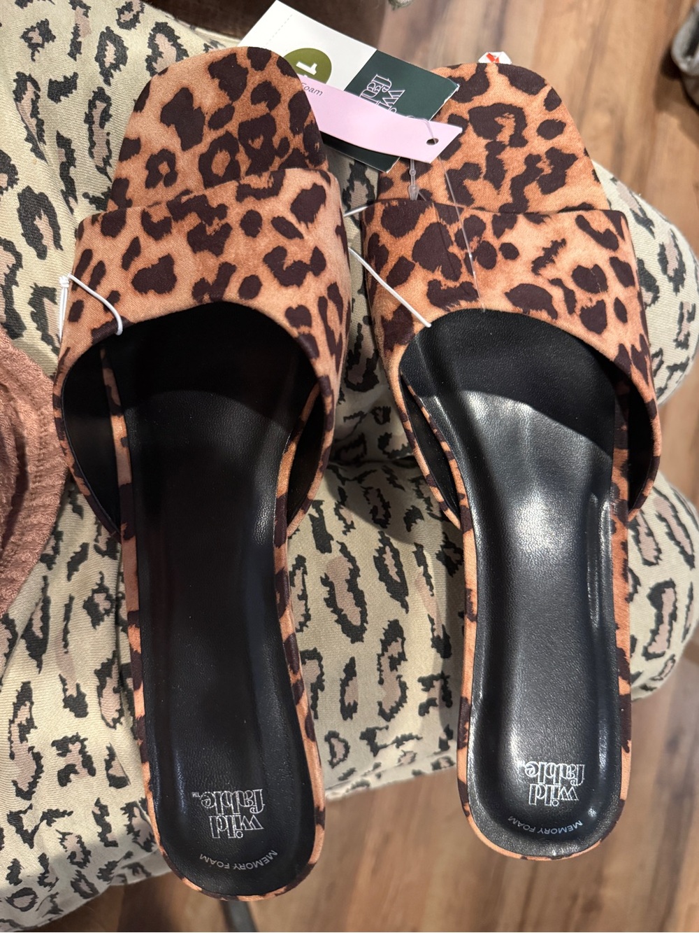 wild fable Leopard Print Open-Toe Slide Mules - Black & Brown